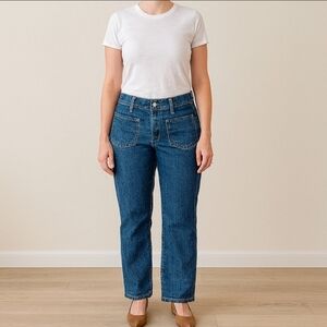 Tommy Hilfiger Patch Pockets Straight Leg Jeans  36" Waist Classic Dark Denim